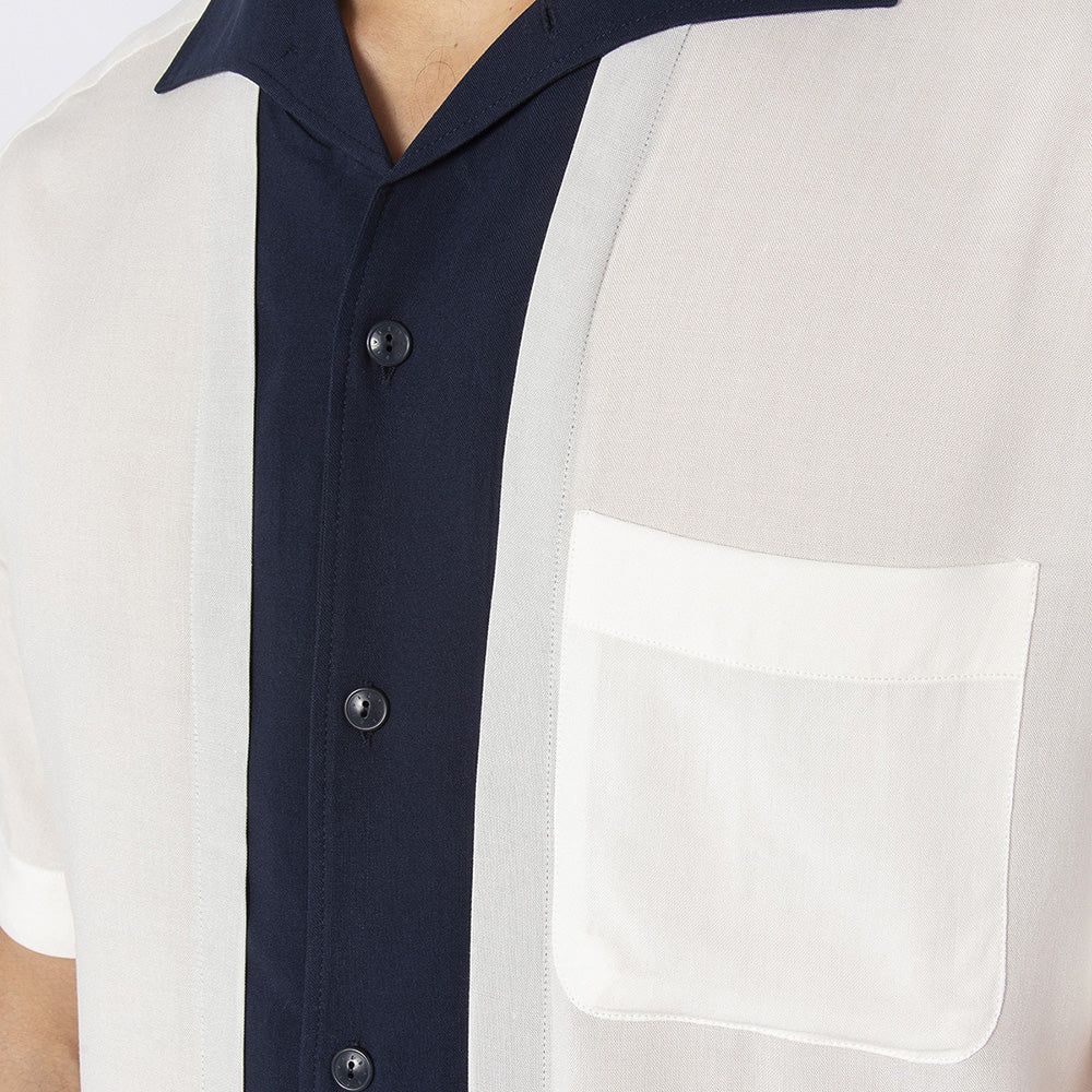 Chemise Fluide Bicolore à Col Requin