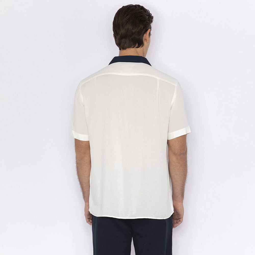 Chemise Fluide Bicolore à Col Requin