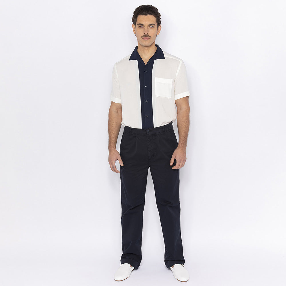 Chemise Fluide Bicolore à Col Requin